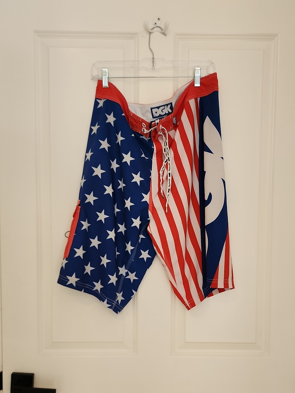 DGK Men's Red, White & Blue Stars & Stripes Swim Trunks